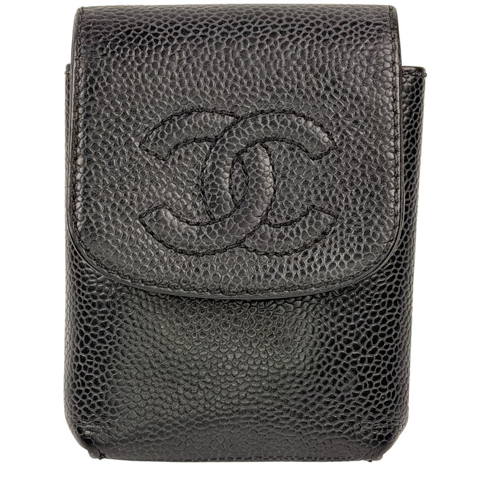 Chanel Black Caviar Leather CC Cigarette Case or Mini Pouch